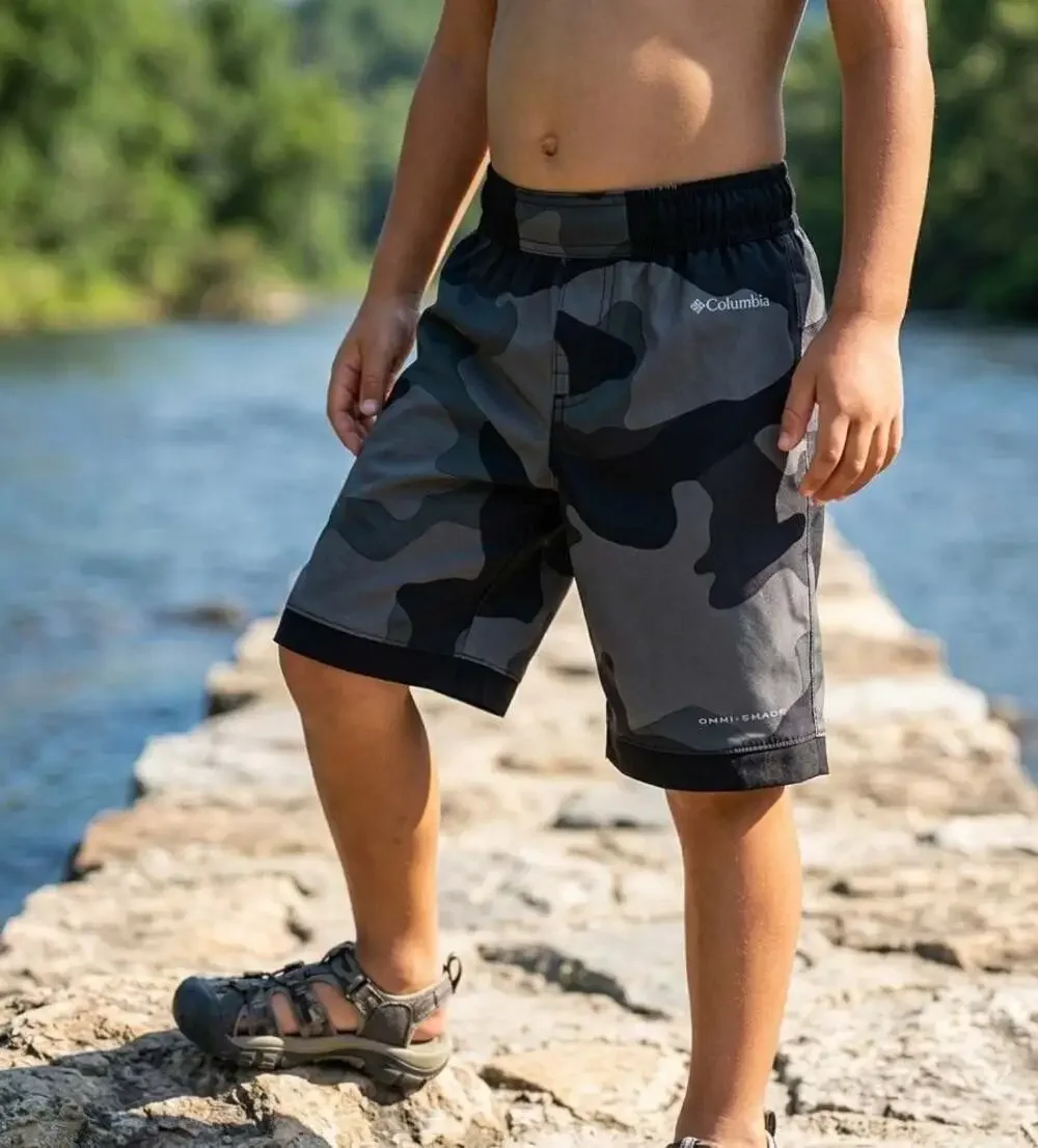 Columbia Boys PFG Terminal Tackle Shorts Black Camo Omni-Shade NWT Youth XXS